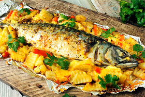 Свежая скумбрия с мускатным орехом